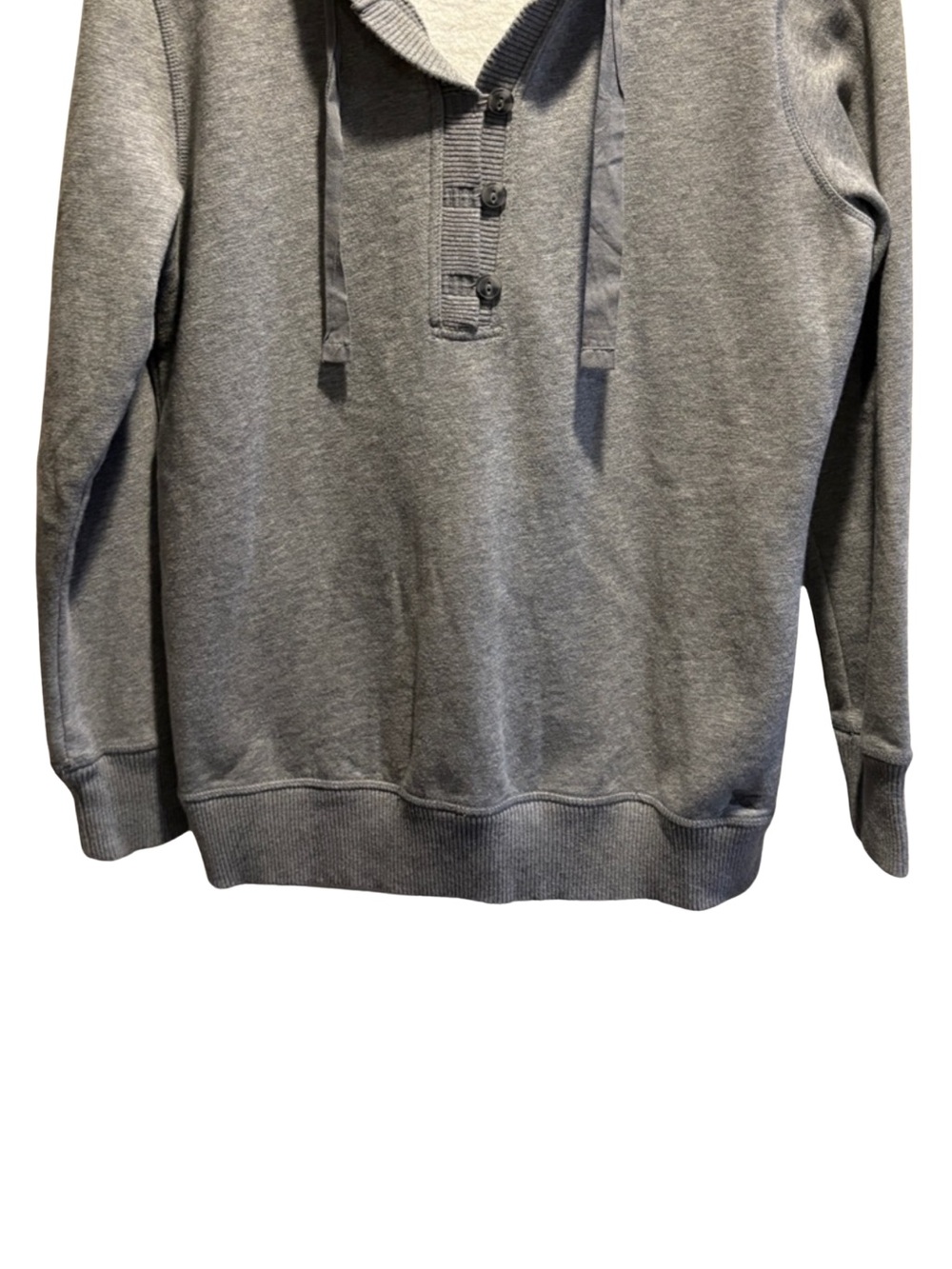 Sweatshirt Eddie Bauer Henley Gray Atheleisure Hooded Henley Sweatshirt.